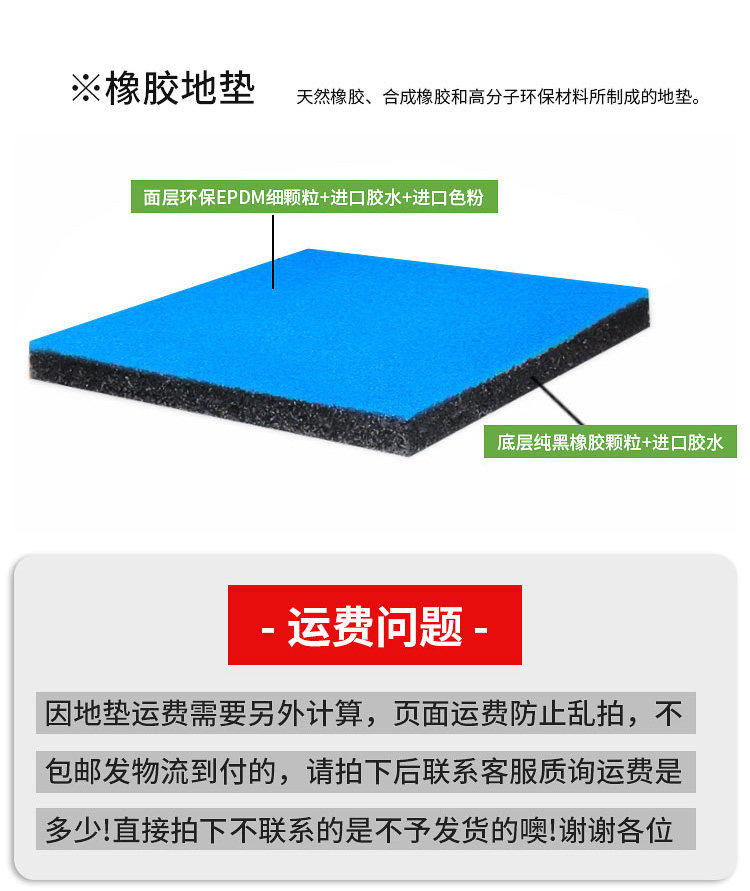 运动橡胶砖公园减震学校防滑幼儿园地板胶垫拼接户外滑梯室外地垫(图2)