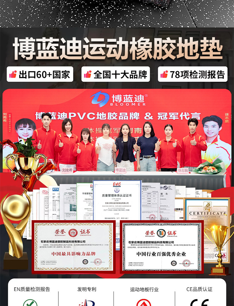 健身房橡胶地垫隔音防震减震器材力量区杠哑铃跑步机室内运动垫子(图2)