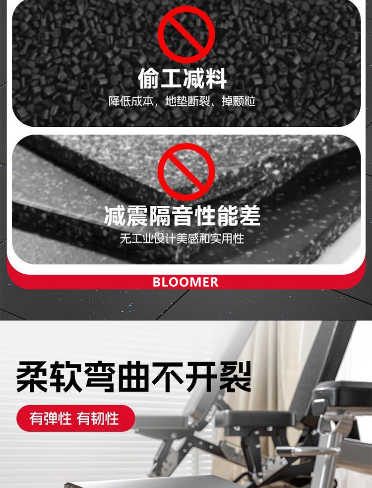 健身房橡胶地垫隔音防震减震器材力量区杠哑铃跑步机室内运动垫子(图13)