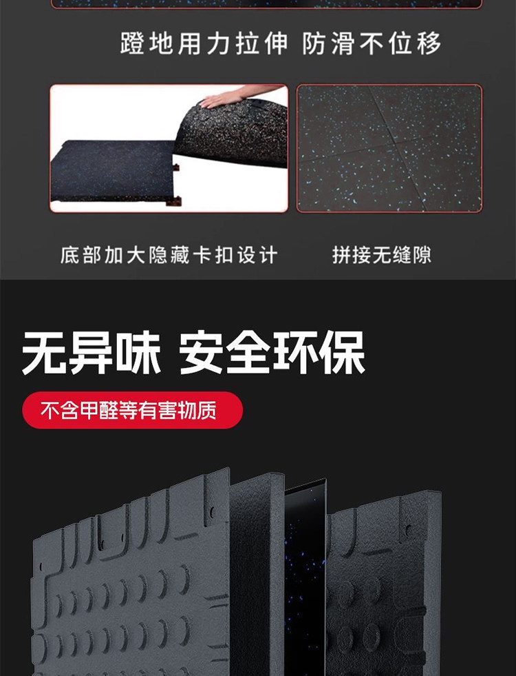 健身房橡胶地垫隔音防震减震器材力量区杠哑铃跑步机室内运动垫子(图16)