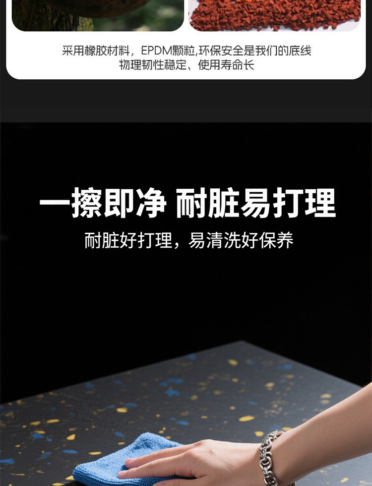 健身房橡胶地垫隔音防震减震器材力量区杠哑铃跑步机室内运动垫子(图18)