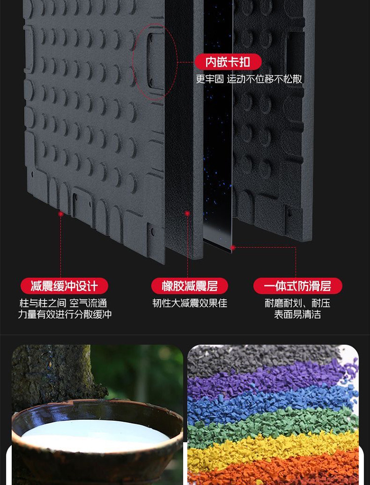 健身房橡胶地垫隔音防震减震器材力量区杠哑铃跑步机室内运动垫子(图17)