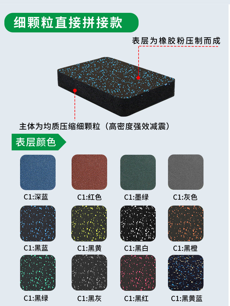 德国健身房橡胶地垫减震地胶运动防震隔音专用地板力量区室内家用(图27)